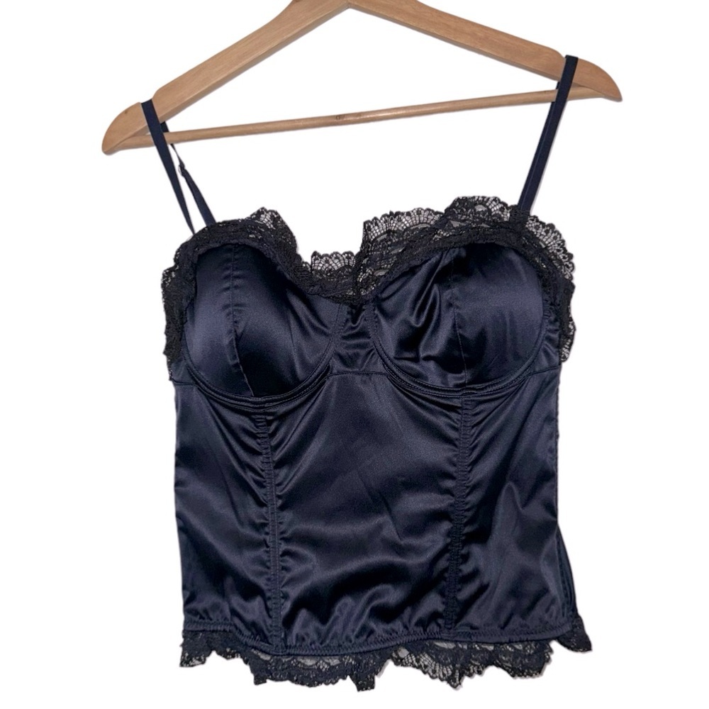 Blush Black Blue Lace Corset Top Size L